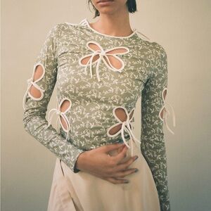 J.Kim Petal Printed Long Sleeve Top